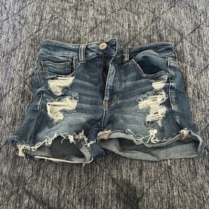 American Eagle Outfitters Blue Distressed Jean Shorts